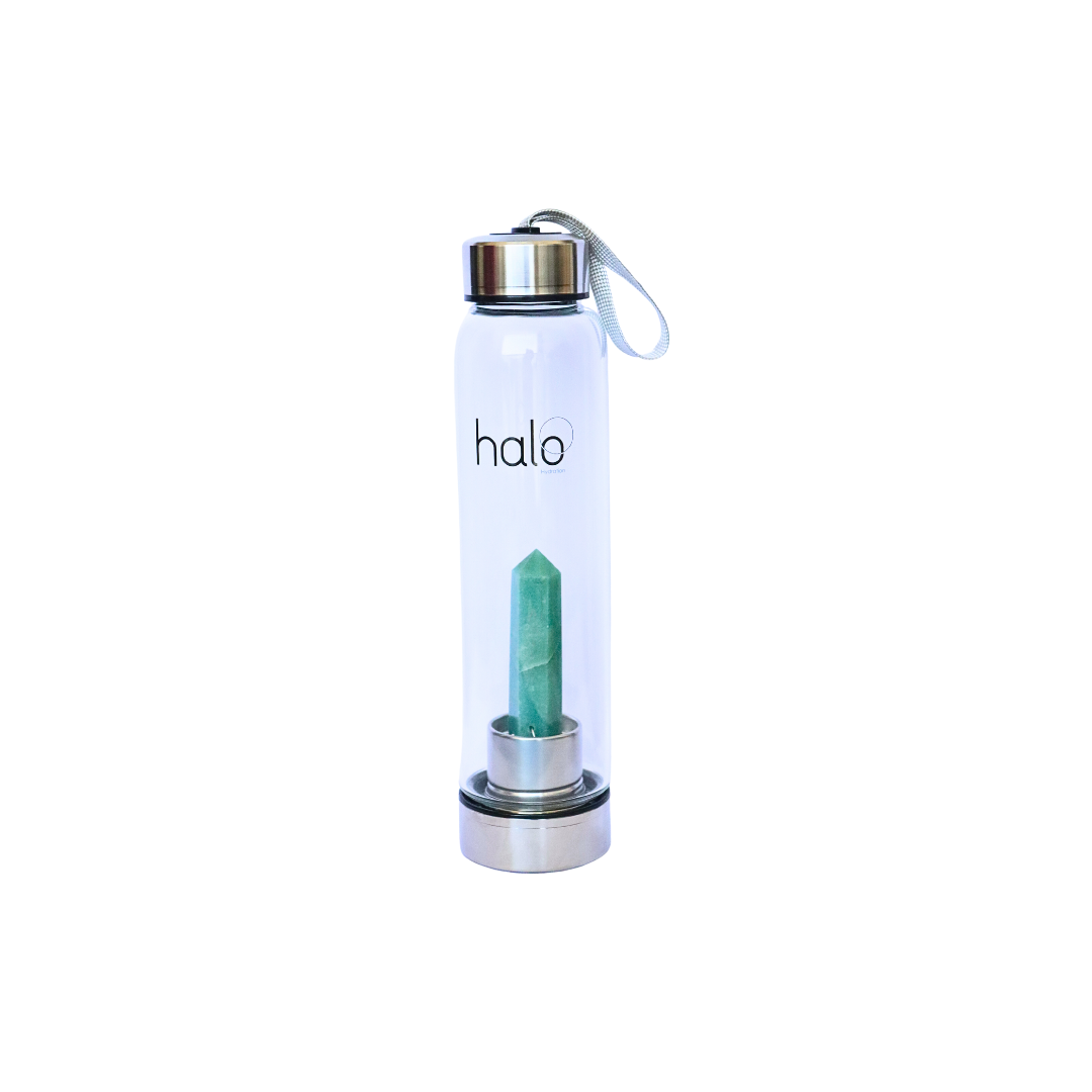 Halo Hydration Crystal-Infused Water Bottle - Green Aventurine