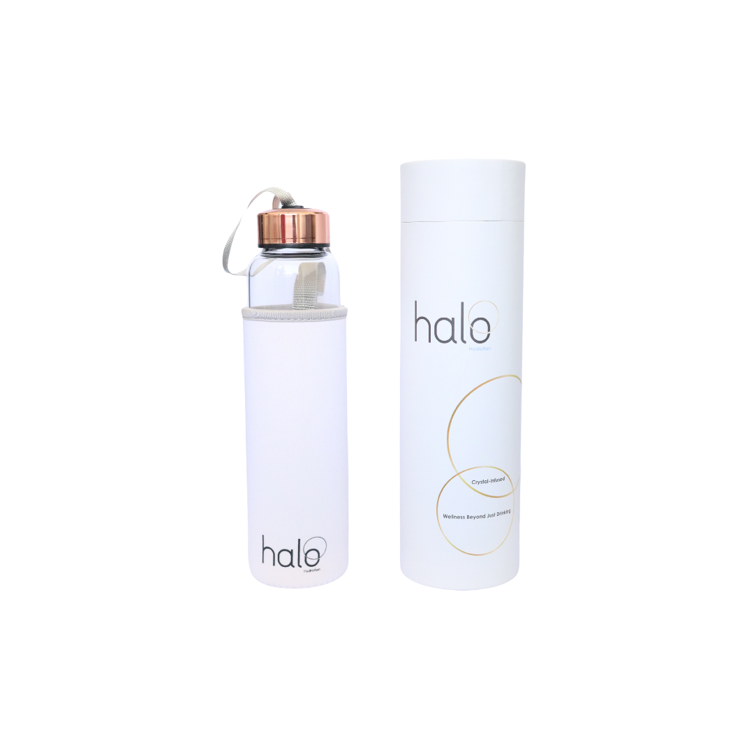 Halo Hydration Crystal-Infused Water Bottle - Black Rutilated Quartz