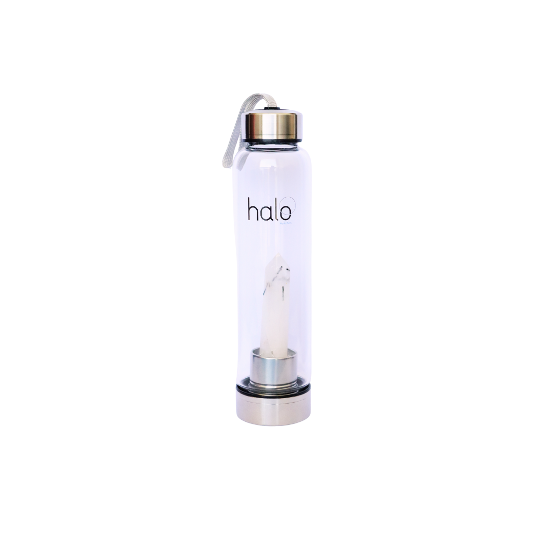 Halo Hydration Crystal-Infused Water Bottle - Black Rutilated Quartz