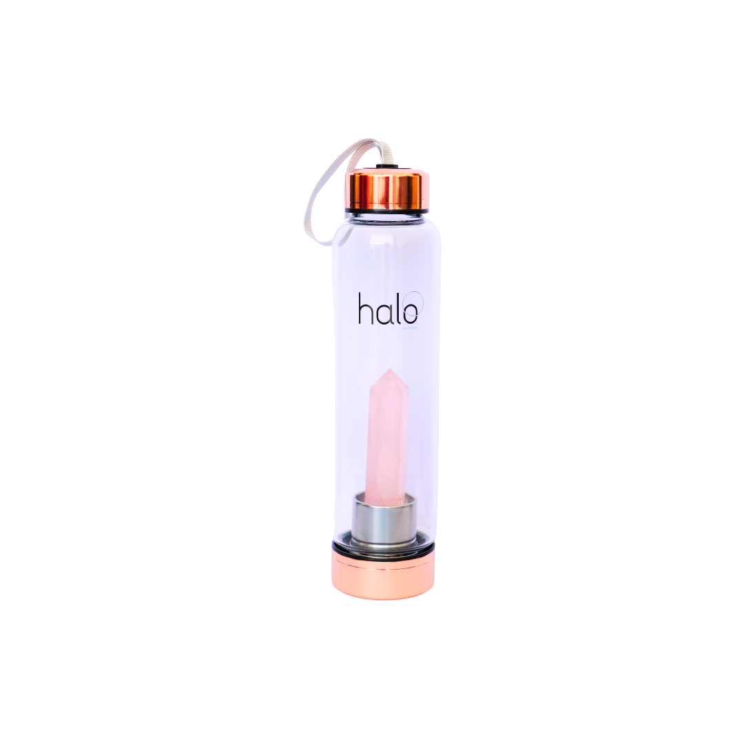 Halo Hydration Crystal-Infused Water Bottle - Rose Quartz