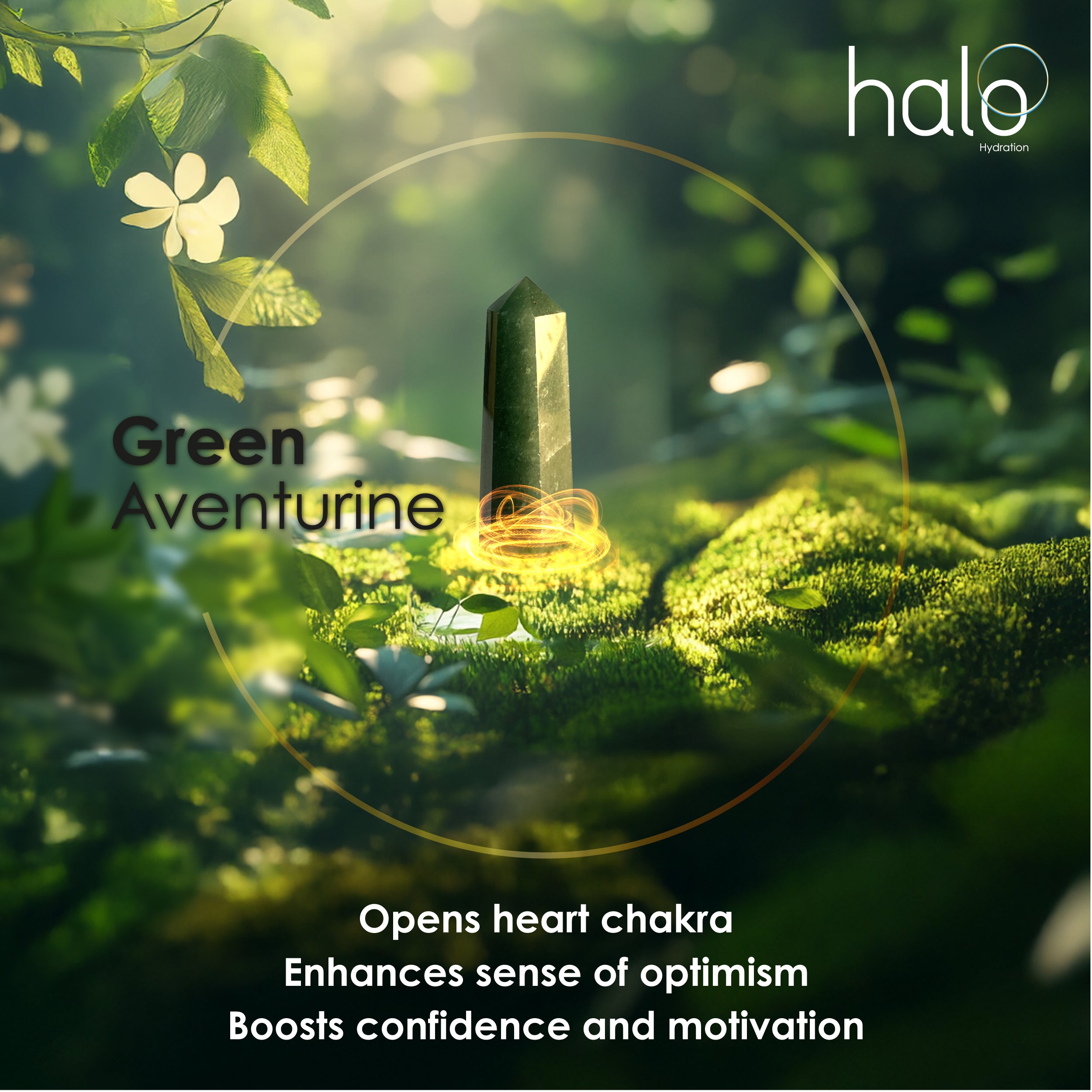 Halo Hydration Crystal-Infused Water Bottle - Green Aventurine